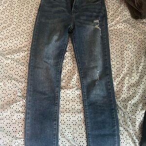 Distressed Blue Denim Jeans